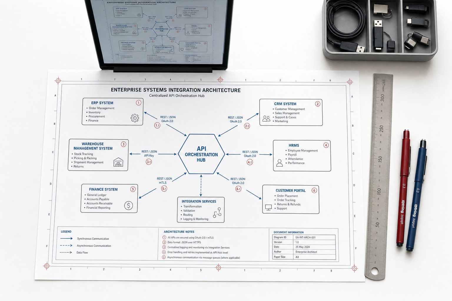 Enterprise systems integration connecting ERP, CRM and data warehouse into a single unified data flow